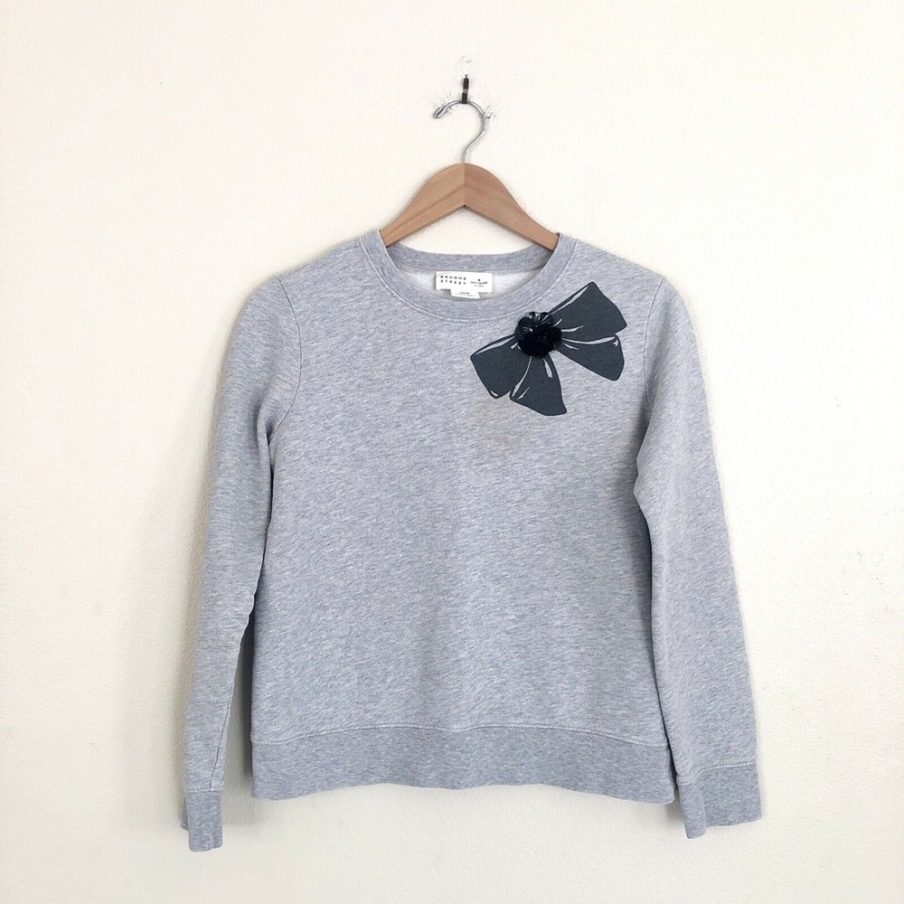 KATE SPADE Broome Street Rosette Embellished Bow Crewneck Sweatshirt